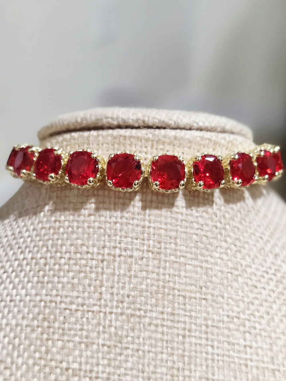 Gold Red Australian Crystal Tennis Bracelet - Women Jewelry